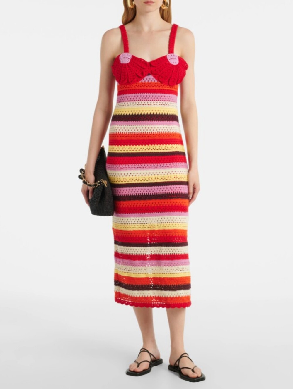 Farm Rio Flower Colorful Crochet Midi Dress - Picture 2 of 15